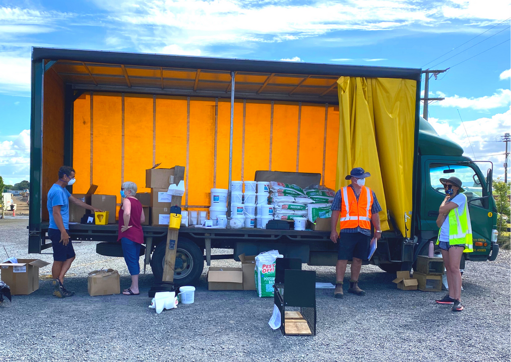 Predator Free Franklin truck loaded with free traps and baits